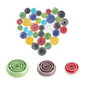 3 Strand 3 Style Handmade Lampwork Beads Strands, Flat Round with Swirl