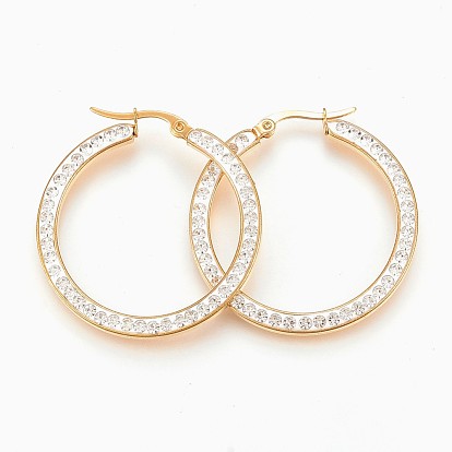 Серьги из 304 нержавеющей стали, с полимерной глиной горный хрусталь