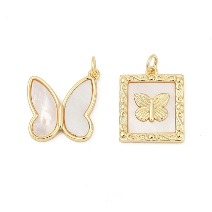 Подвески из латуни с натуральными белыми ракушками, реальный 18 k позолоченный, с прыжковых колец, без кадмия и без свинца, долговечный, стойки покрытие