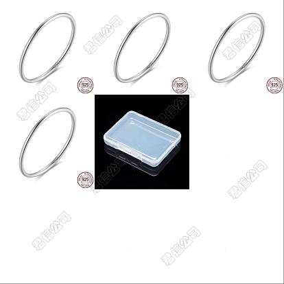 4pcs 4 styles 925 bagues fines en argent sterling, bague unie empilable pour femme, avec cachet 925, pour la fête des mères