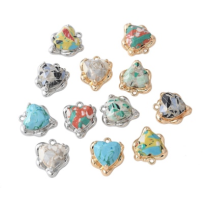 Латунь стекло амулеты, сердце прелести, граненые