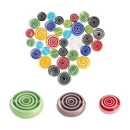 3 Strand 3 Style Handmade Lampwork Beads Strands, Flat Round with Swirl
