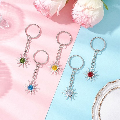 Сплав стекла keychian, с железными разрезными брелоками, солнце