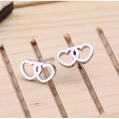 Simple Heart-shaped Earrings for Women - Minimalist Jewelry, Double Heart Design