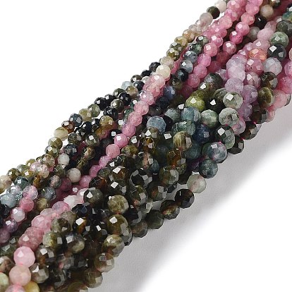Natural Tourmaline Beads Strands, Round, Faceted, Grade A