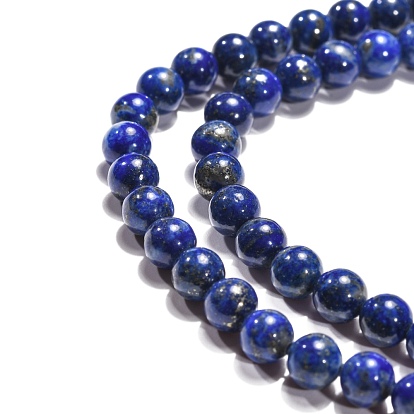 Natural Lapis Lazuli Beads Strands, Grade A-, Round