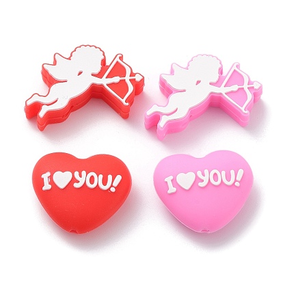 Valentine's Day Food Grade Silicone Focal Beads, Chewing Beads For Teethers, DIY Nursing Necklaces Making