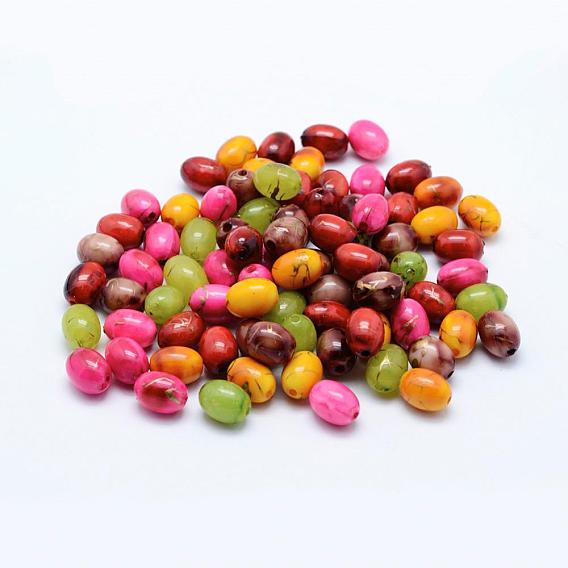 Spray Painted Drawbench Acrylic Beads, Oval