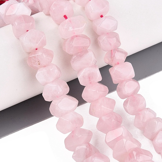 Natural Rose Quartz Beads Strands, Nuggets, Faceted
