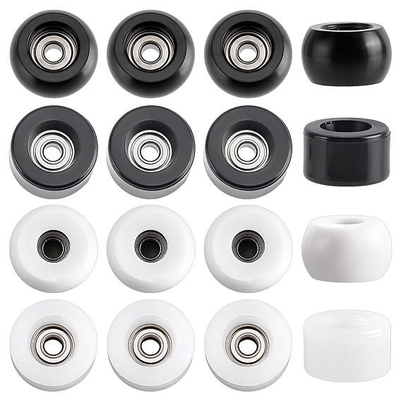 16Pcs 4 Styles POM Coated U Groove Guide Pulley Wheel Roller Bearing, with ABS Plastic Finding