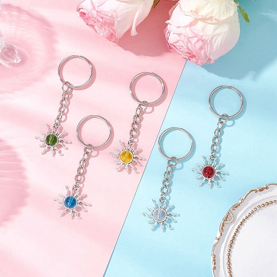 Сплав стекла keychian, с железными разрезными брелоками, солнце