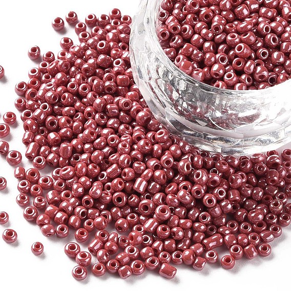 12/0 Glass Seed Beads, Opaque Colors Lustered, Round