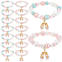 16Pcs 2 Styles Acrylic Bead Bracelets, Shoes, Stretch Bracelets with Alloy Enamel Pendant