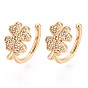 Латунные серьги-манжеты из прозрачного кубического циркония, клевер