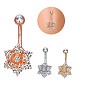 Brass Piercing Jewelry, Navel Ring Belly Rings, with 304 Stainless Steel Bar, with Cubic Zirconia, Mixed Shapes