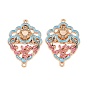 Alloy Enamel Cabochon Connector Settings, Flower