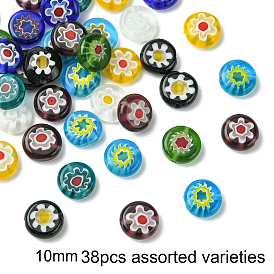 1 нити плоские круглые стеклянные бусины миллефиори ручной работы