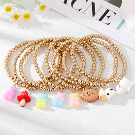 Cute Cartoon Animal Bracelet for Girls with Bear, Cow and Cat Charms
