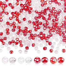 PandaHall Elite 600Pcs 4 Colors Electroplate Glass Beads, Faceted, Rondelle