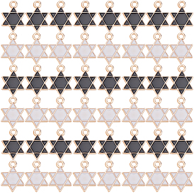 80 шт 2 цвета сплава эмалевые подвески, для евреев, звезда Давида, золотой свет