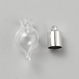 Glas-Anhänger, Wunschflaschenanhänger, Herz, mit Platinmetall Zubehör