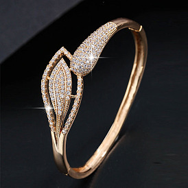 Браслеты-шарниры из сплава и страз для женщин, лист