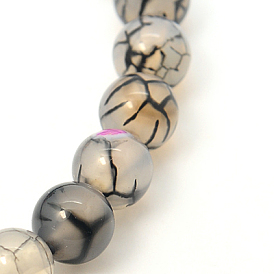 Natural Dragon Veins Agate Agate Beads Strands, Round, Hole: 1mm