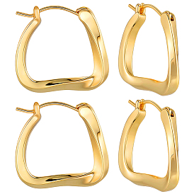 3пары ионного покрытия (IP) 304трапециевидные серьги-кольца из нержавеющей стали для женщин