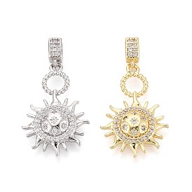 Латунные микропаве прозрачные подвески с фианитом, солнечные чары