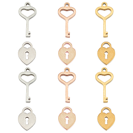 304 Stainless Steel Charms, Laser Cut, Polishing, Key and Lock