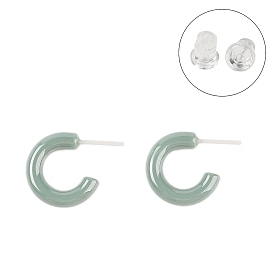 Hypoallergenic Bioceramics Zirconia Ceramic C-Shaped Stud Earrings, No Fading and Nickel Free