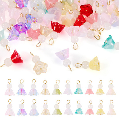 50шт. подвески из прозрачного стекла, окрашенные распылением, дождливая кукла, с 304 петлей из нержавеющей стали, реальный 18 k позолоченный