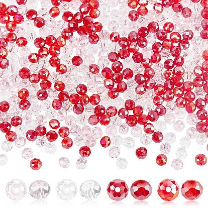 600Pcs 4 Colors Electroplate Glass Beads, Faceted, Rondelle