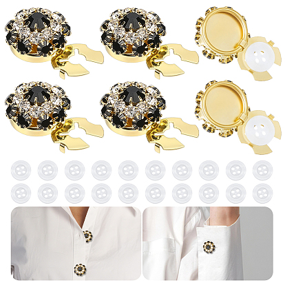 6 Gemelos de latón con diamantes de imitación, con botones de plástico con 20piezas 4agujeros, para accesorios de ropa, seta