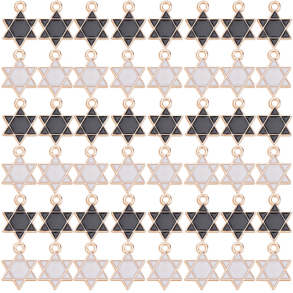 80 шт 2 цвета сплава эмалевые подвески, для евреев, звезда Давида, золотой свет