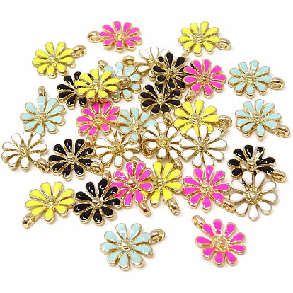 Aluminium Anhänger & Charms, sprühlackiert / mit Emaille, mit Perlenbehälter, Blume und Gänseblümchen