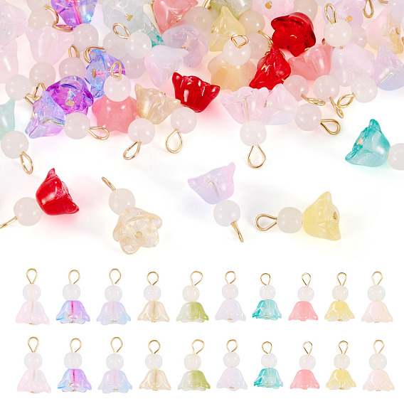 50шт. подвески из прозрачного стекла, окрашенные распылением, дождливая кукла, с 304 петлей из нержавеющей стали, реальный 18 k позолоченный