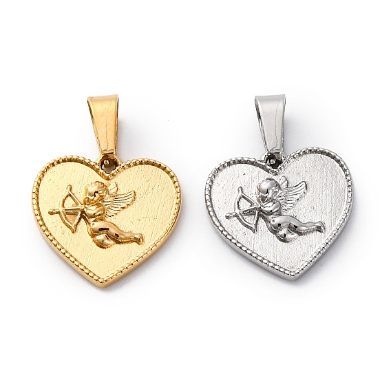 304 прелести нержавеющей стали, ионное покрытие (ip), сердце с ангельскими подвесками