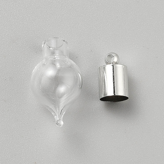 Glas-Anhänger, Wunschflaschenanhänger, Herz, mit Platinmetall Zubehör