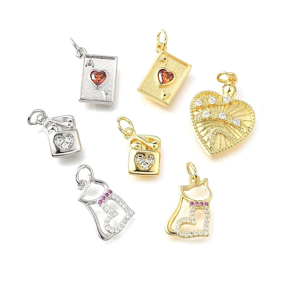 Латунные микро проложить кубического циркония подвески, с прыгающим кольцом, долговечный, без кадмия и без свинца, стойки покрытие, настоящий 18k позолоченный/платиновый