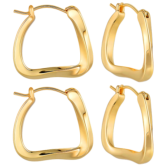 3пары ионного покрытия (IP) 304трапециевидные серьги-кольца из нержавеющей стали для женщин