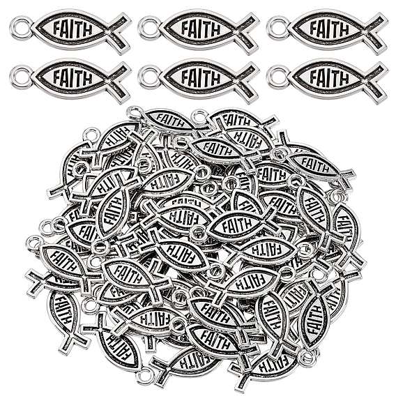 80 подвески из цинкового сплава в тибетском стиле, Иисус рыбы