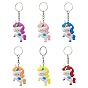 6шт 6 цвета мультфильм единорог ПВХ пластиковый брелок, с железными разрезными брелоками