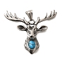 Синтетический бирюзовые большие кулоны, прелести головы оленя, с 304 установками из нержавеющей стали