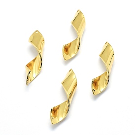 Brass Pendants, Lead Free & Cadmium Free & Nickel Free, Ribbon, Real 18K Gold Plated