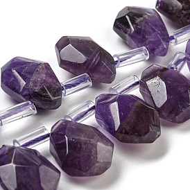 Natural Amethyst Beads Strands, Faceted, Teardrop, Top Drilled