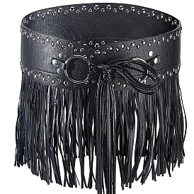 Пояса в стиле панк из искусственной кожи с металлическими заклепками и кисточками, платина