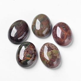 Natural Flower Agate Cabochons, Flat Back, Oval