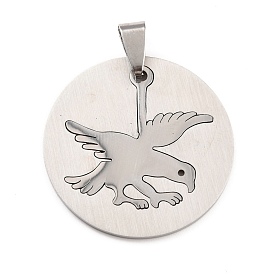 Pendentifs oiseaux en acier inoxydable, plat rond avec l'aigle