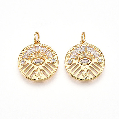 Латунные микро проложить кубического циркония подвески, без кадмия, без никеля и без свинца, с целью перехода в кольце, плоские круглые с сглаза